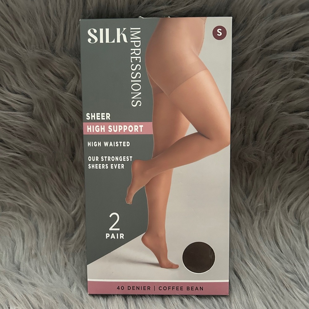 Silk Impressions High Support Sheer Tights Womens Small Coffee Bean High Waist